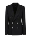 Ralph Lauren Double-breasted Long-sleeved Blazer In Black