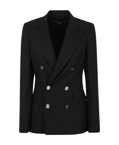 Ralph Lauren Double-breasted Long-sleeved Blazer In Black