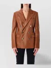 Ralph Lauren Double Breasted Nappa Leather Blazer In Brown