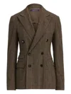 Ralph Lauren Double-breasted Pinstripe-pattern Blazer In Brown