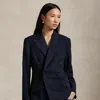Ralph Lauren Double-breasted Silk-lapel Wool Blazer In Blue