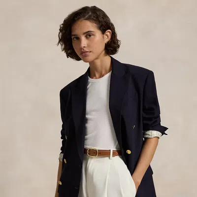 Polo Ralph Lauren Double-breasted Stretch Wool Blazer In Navy