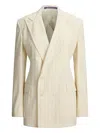 Ralph Lauren Double-breasted Striped Ramona Jacket In Neutral