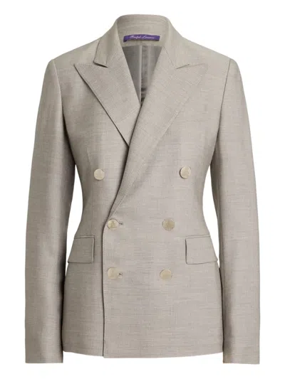 Ralph Lauren Double-breasted Tailored Blazer In Gray