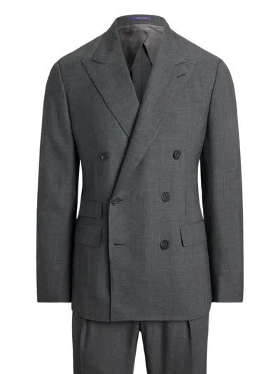 Ralph Lauren Double-breasted Tailored Blazer In Gray