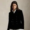Ralph Lauren Double-breasted Velvet Blazer In Black