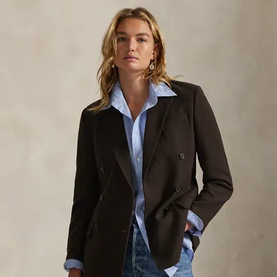 Ralph Lauren Double-breasted Wool Blazer In Brown