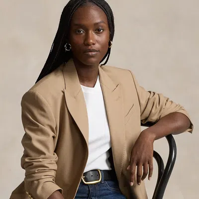 Polo Ralph Lauren Double-breasted Wool-blend Blazer In Camel