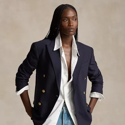Polo Ralph Lauren Double-breasted Wool-blend Blazer In Navy