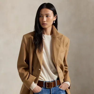 Ralph Lauren Double-breasted Wool Melton Blazer In Brown