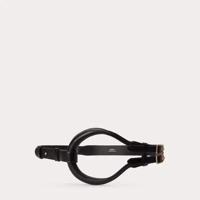 Ralph Lauren Double-buckle Equestrian Leather Belt In Black