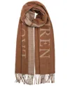 Ralph Lauren Double Face Logo Scarf In Brown