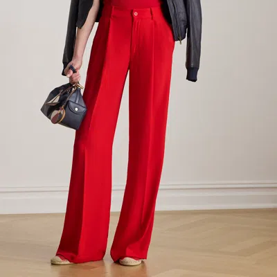 Ralph Lauren Double-faced Georgette Wide-leg Pant In Red