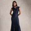 Polo Ralph Lauren Double-faced Satin Dress In Graphic Navy