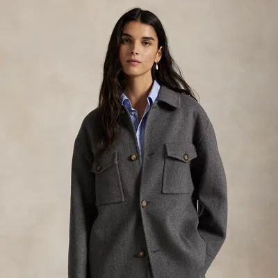 Ralph Lauren Double-faced Wool Shirt Jacket In Gray