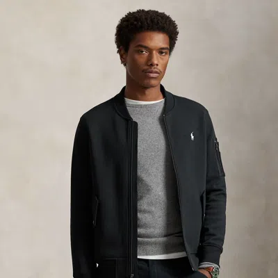 Ralph Lauren Double-knit Bomber Jacket In Black