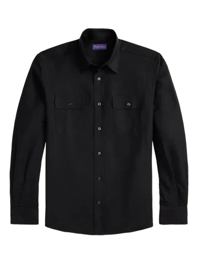 Ralph Lauren Double-pocket Long-sleeve Shirt In Black