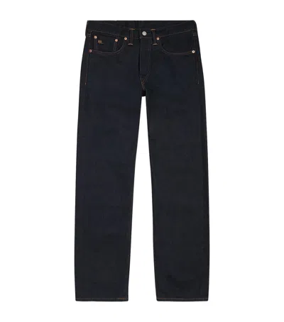 Ralph Lauren Double Rl Selvedge Once-washed Straight Jeans In Black