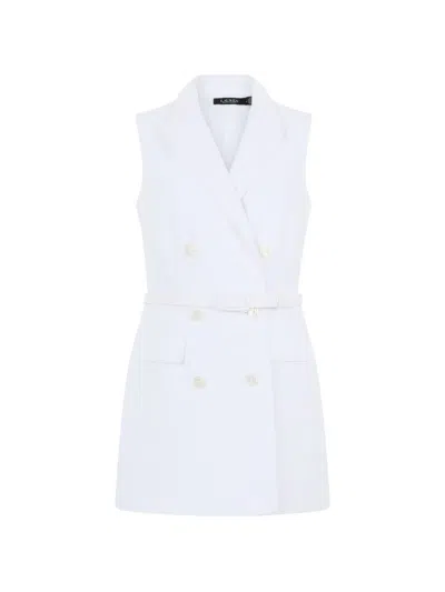 Ralph Lauren Double-breasted Belted Playsuit In White