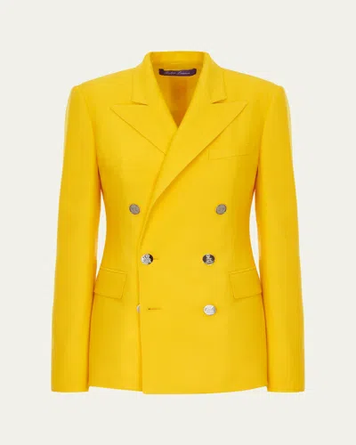 Ralph Lauren Double-breasted Cashmere Blazer In Yellow