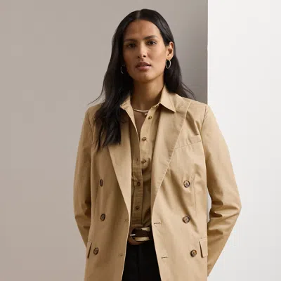 Ralph Lauren Double-breasted Cotton Twill Blazer In Birch Tan In Brown