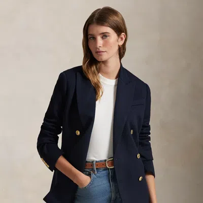 Polo Ralph Lauren Double-breasted Knit Blazer In Park Avenue Navy In Blue