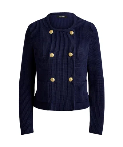 Ralph Lauren Double-breasted Knitted Cardigan In Blue