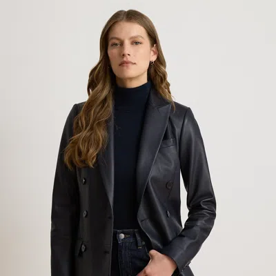 Ralph Lauren Double-breasted Lambskin Blazer In Lauren Navy