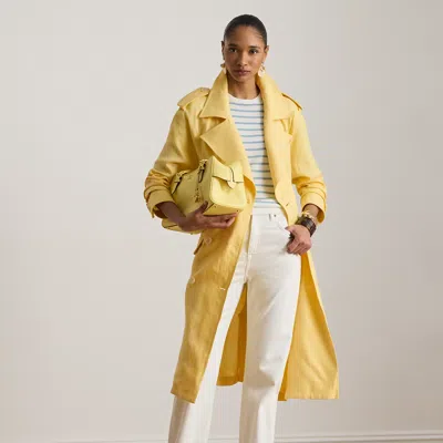 Ralph Lauren Double-breasted Linen Trench Coat In Lemon Sorbet In Yellow