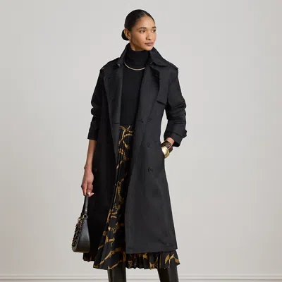 Ralph Lauren Double-breasted Linen-blend Trench Coat In Black