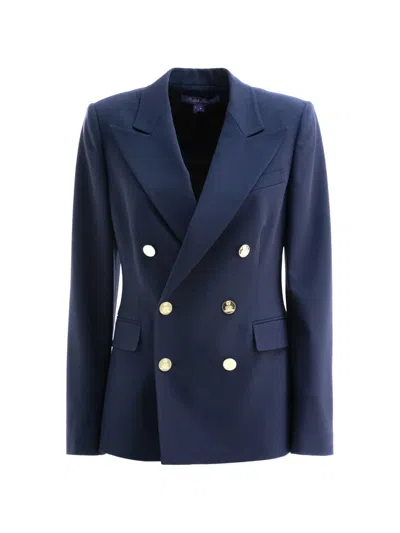 Ralph Lauren Double-breasted Tailored Blazer With Gold-tone Buttons In Blue