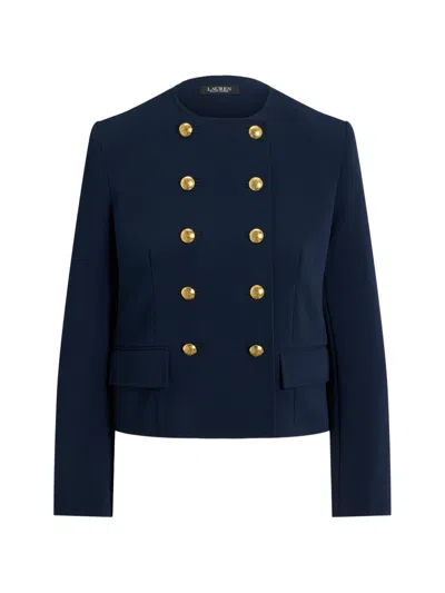 Ralph Lauren Double-breasted Sablé Crepe Jacket In Blue