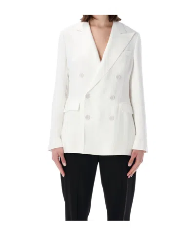 Ralph Lauren Grove Double Breasted Ramie Blazer Tailoring In White