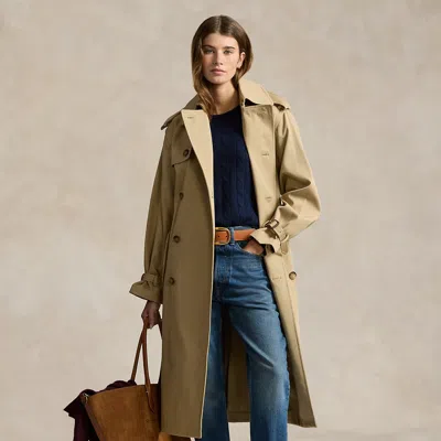 Polo Ralph Lauren Double-breasted Twill Trench Coat In Surrey Tan In Brown