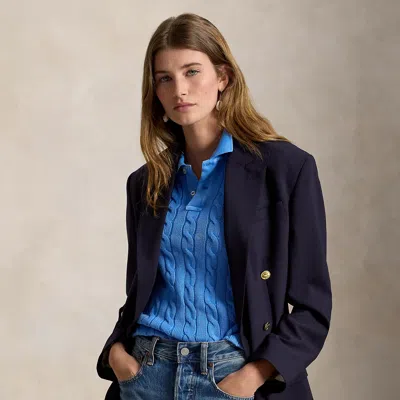 Polo Ralph Lauren Double-breasted Wool-blend Blazer In Navy In Blue