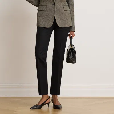 Ralph Lauren Double-faced Cotton Slim Straight Pant In Black