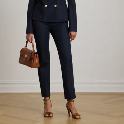 Ralph Lauren Double-faced Cotton Slim Straight Pant In Lauren Navy In Blue