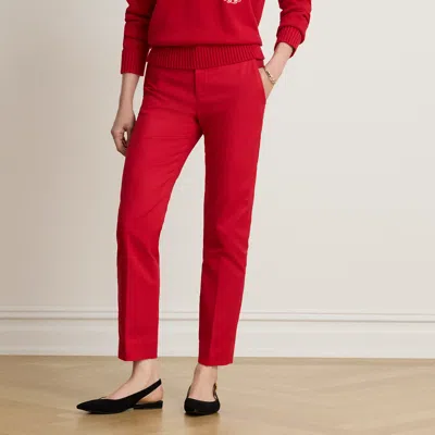Ralph Lauren Double-faced Cotton Slim Straight Pant In Ralph Red