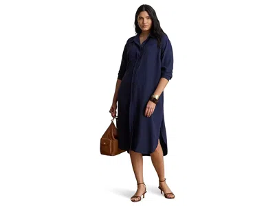 Ralph Lauren Double-faced Georgette Shirtdress In Blue
