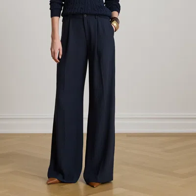 Ralph Lauren Double-faced Georgette Wide-leg Pant In Lauren Navy