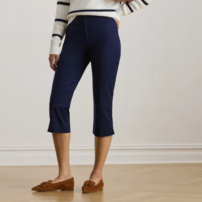 Ralph Lauren Double-faced Stretch Cotton Capri Pant In Refined Navy In Blue