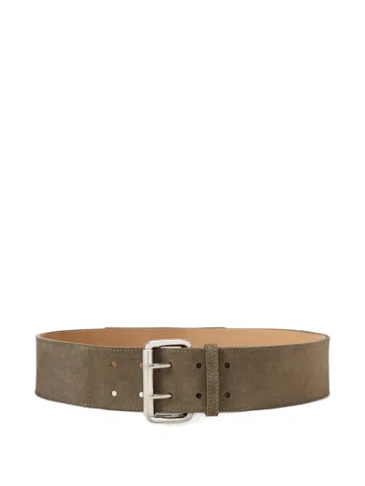 Ralph Lauren Double-prong Suede Belt In Brown