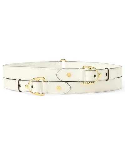 Ralph Lauren Leather Equestrian Double-wrap Belt In White In Brown