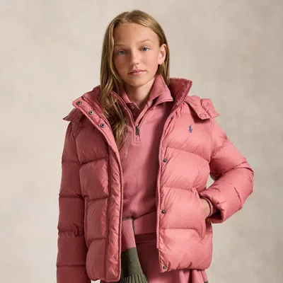 Ralph Lauren Kids' Down Hooded Jacket In Canvas Pink