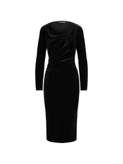 Ralph Lauren Long-sleeve Velvet Dress In Black Velvet