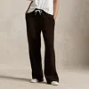 Ralph Lauren Drawstring Fleece Wide-leg Sweatpant In Black