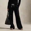 Ralph Lauren Drawstring Fleece Wide-leg Sweatpant In Black