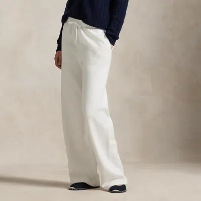 Ralph Lauren Drawstring Fleece Wide-leg Sweatpant In White
