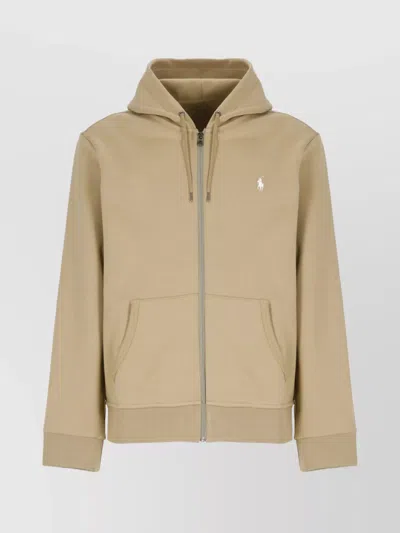 Ralph Lauren Drawstring Hood Long Sleeve Sweatshirt In Brown