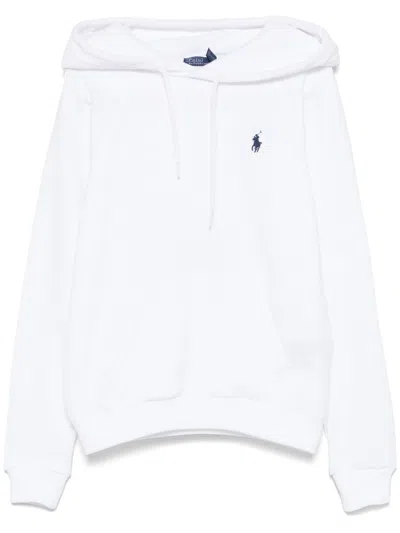 Ralph Lauren Drawstring Hooded Sweatshirt In White